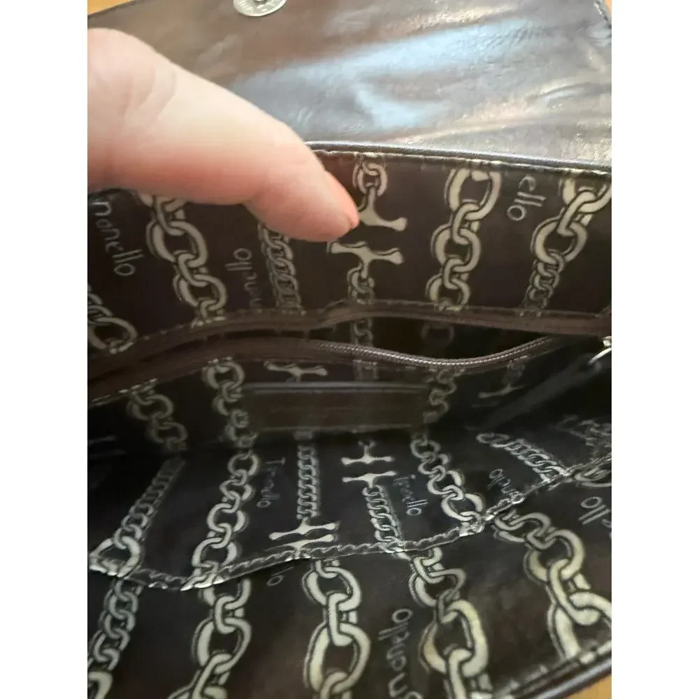 Vintage Tignanello black brown leather crossbody bag adjustable strap casual